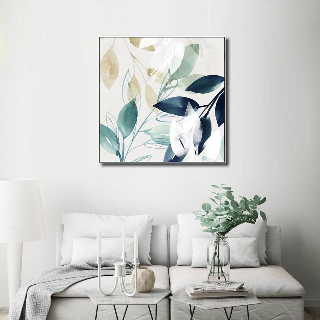 70cmx70cm Watercolour style leaves 2 Sets White Frame Canvas Wall Art-Home &amp; Garden &gt; Wall Art-PEROZ Accessories