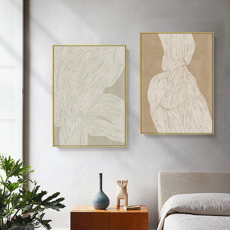 50cmx70cm Abstract Line 2 Sets Gold Frame Canvas Wall Art-Home &amp; Garden &gt; Wall Art-PEROZ Accessories