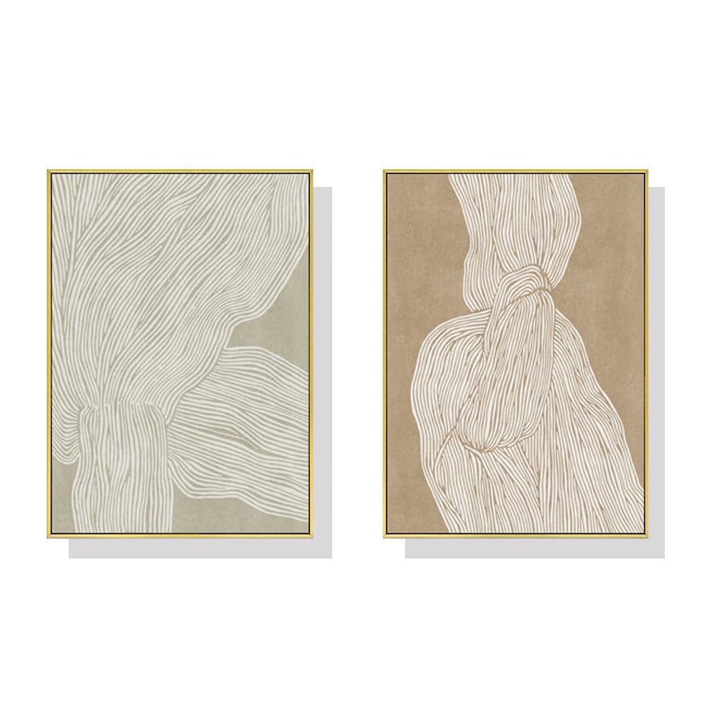60cmx90cm Abstract Line 2 Sets Gold Frame Canvas Wall Art-Home &amp; Garden &gt; Wall Art-PEROZ Accessories