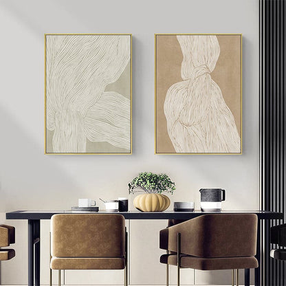 60cmx90cm Abstract Line 2 Sets Gold Frame Canvas Wall Art-Home &amp; Garden &gt; Wall Art-PEROZ Accessories
