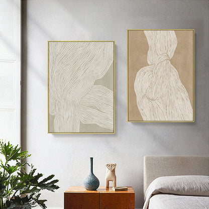 60cmx90cm Abstract Line 2 Sets Gold Frame Canvas Wall Art-Home &amp; Garden &gt; Wall Art-PEROZ Accessories