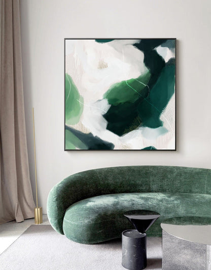 50cmx50cm French Abstract Green Black Frame Canvas Wall Art-Home &amp; Garden &gt; Wall Art-PEROZ Accessories