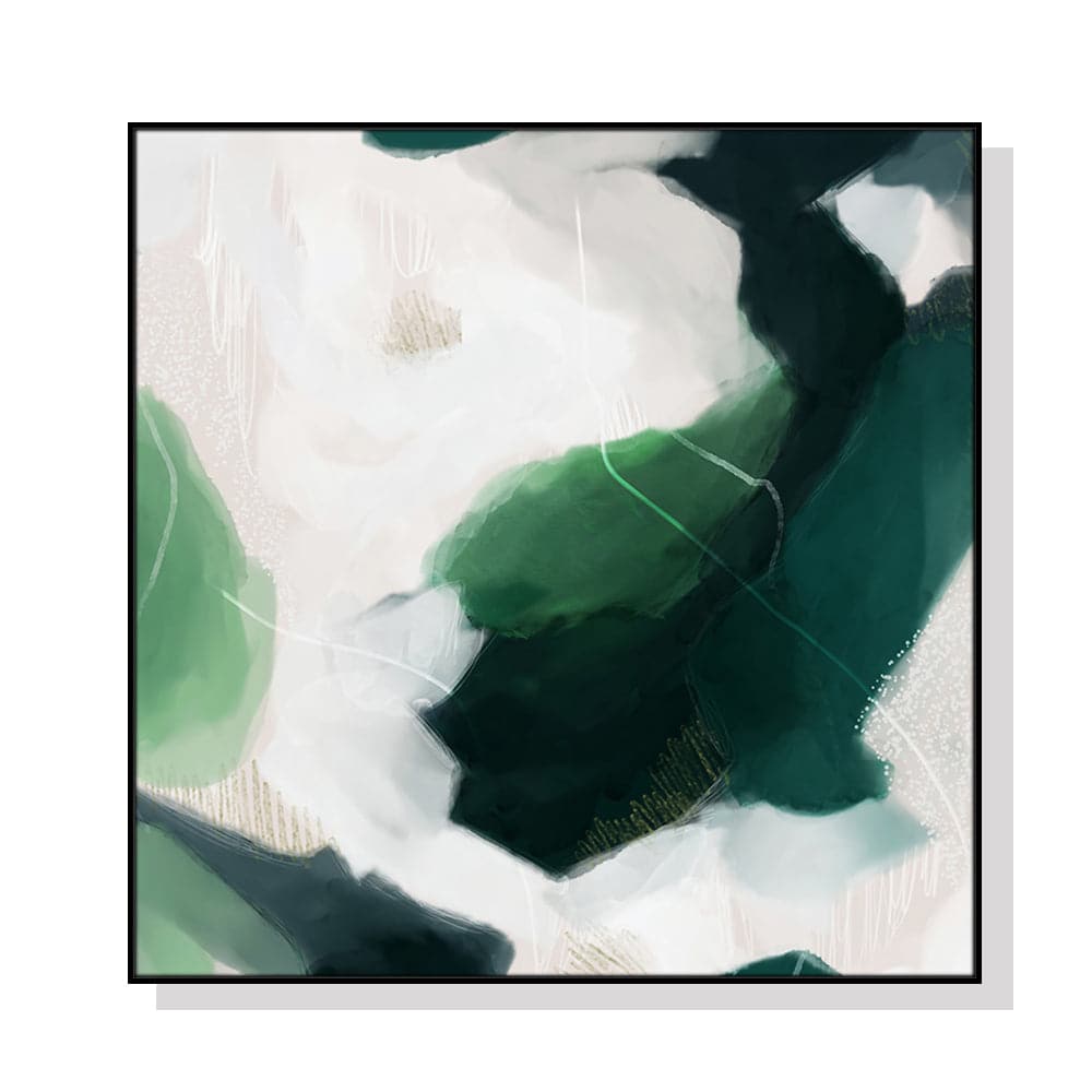 50cmx50cm French Abstract Green Black Frame Canvas Wall Art-Home &amp; Garden &gt; Wall Art-PEROZ Accessories