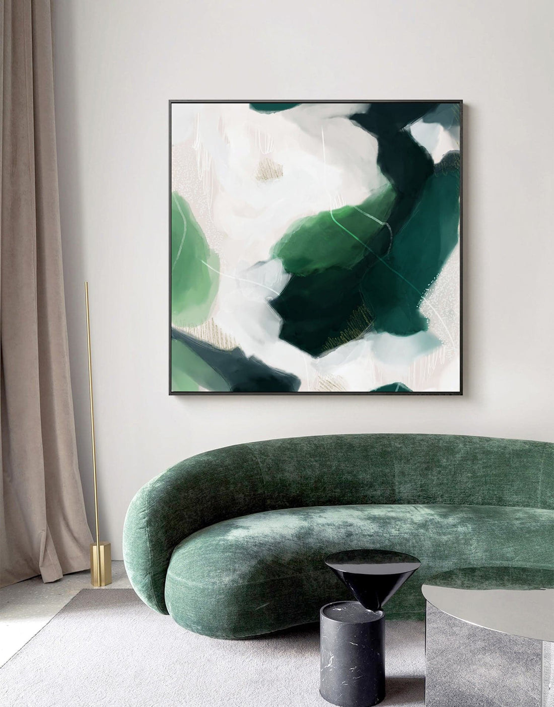 60cmx60cm French Abstract Green Black Frame Canvas Wall Art-Home &amp; Garden &gt; Wall Art-PEROZ Accessories