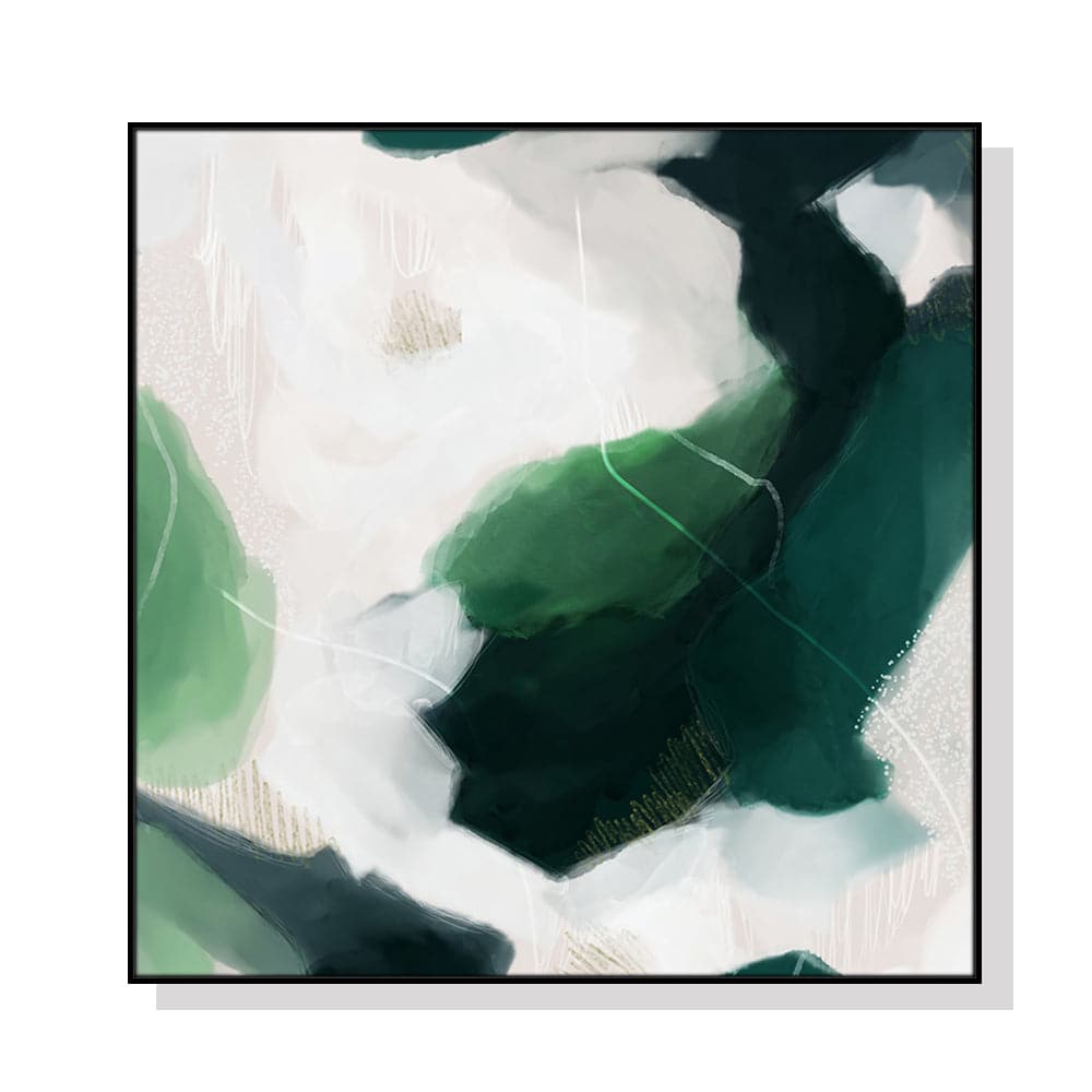 60cmx60cm French Abstract Green Black Frame Canvas Wall Art-Home & Garden > Wall Art-PEROZ Accessories