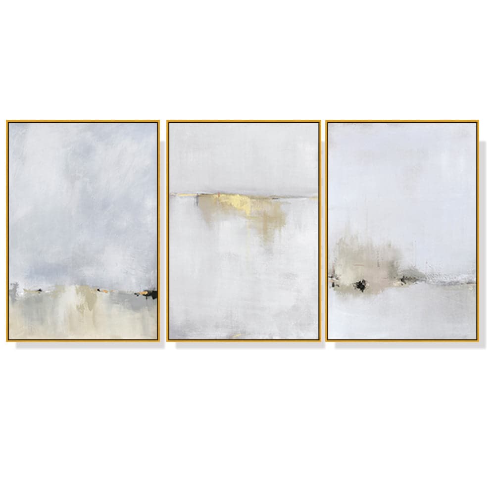40cmx60cm Abstract golden white 3 Sets Gold Frame Canvas Wall Art-Home &amp; Garden &gt; Wall Art-PEROZ Accessories