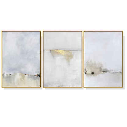 40cmx60cm Abstract golden white 3 Sets Gold Frame Canvas Wall Art-Home &amp; Garden &gt; Wall Art-PEROZ Accessories
