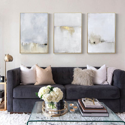 40cmx60cm Abstract golden white 3 Sets Gold Frame Canvas Wall Art-Home &amp; Garden &gt; Wall Art-PEROZ Accessories