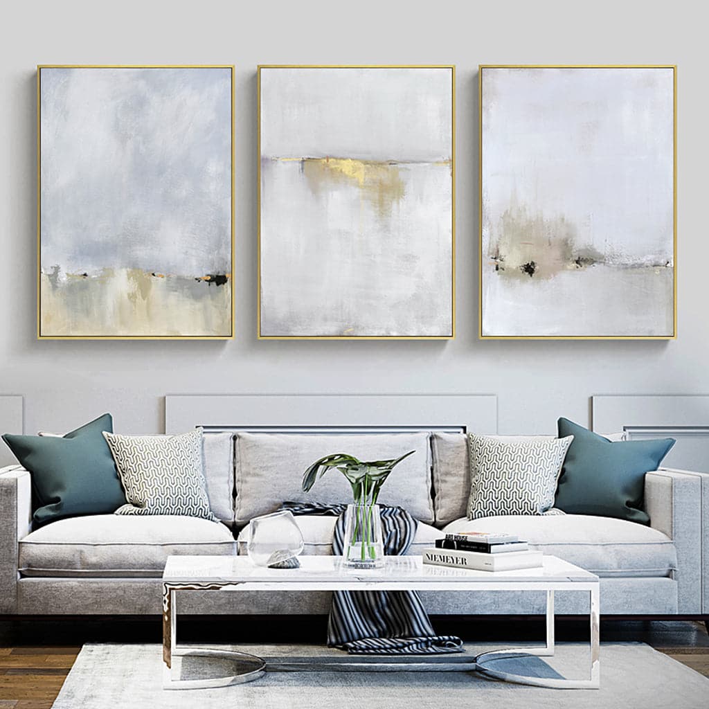 40cmx60cm Abstract golden white 3 Sets Gold Frame Canvas Wall Art-Home &amp; Garden &gt; Wall Art-PEROZ Accessories