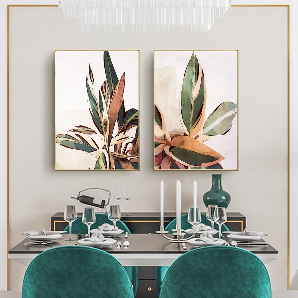 50cmx70cm Botanical Leaves 2 Sets Gold Frame Canvas Wall Art-Home &amp; Garden &gt; Wall Art-PEROZ Accessories