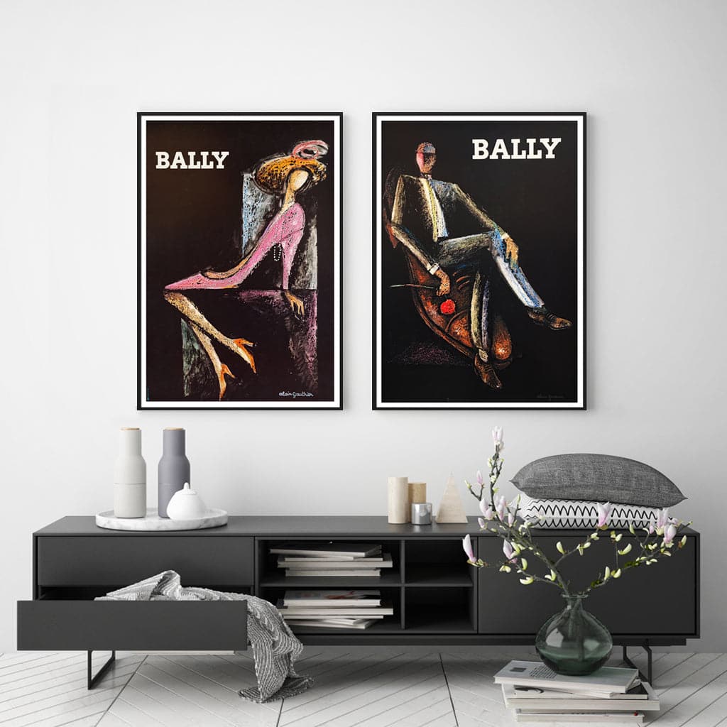 60cmx90cm Bally Man &amp; Woman 2 Sets Black Frame Canvas Wall Art-Home &amp; Garden &gt; Wall Art-PEROZ Accessories