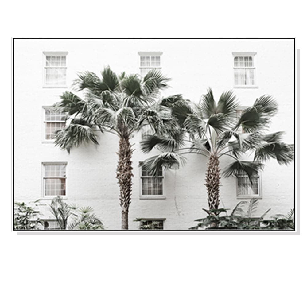70cmx100cm Palm Tree White Frame Canvas Wall Art-Home &amp; Garden &gt; Wall Art-PEROZ Accessories