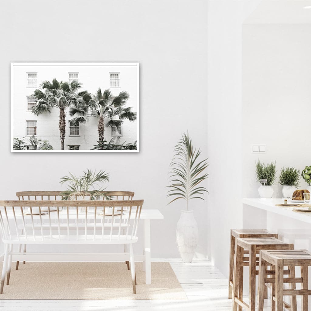 70cmx100cm Palm Tree White Frame Canvas Wall Art-Home &amp; Garden &gt; Wall Art-PEROZ Accessories