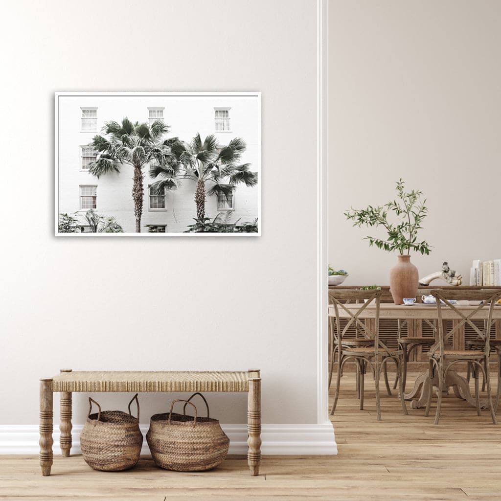 70cmx100cm Palm Tree White Frame Canvas Wall Art-Home &amp; Garden &gt; Wall Art-PEROZ Accessories
