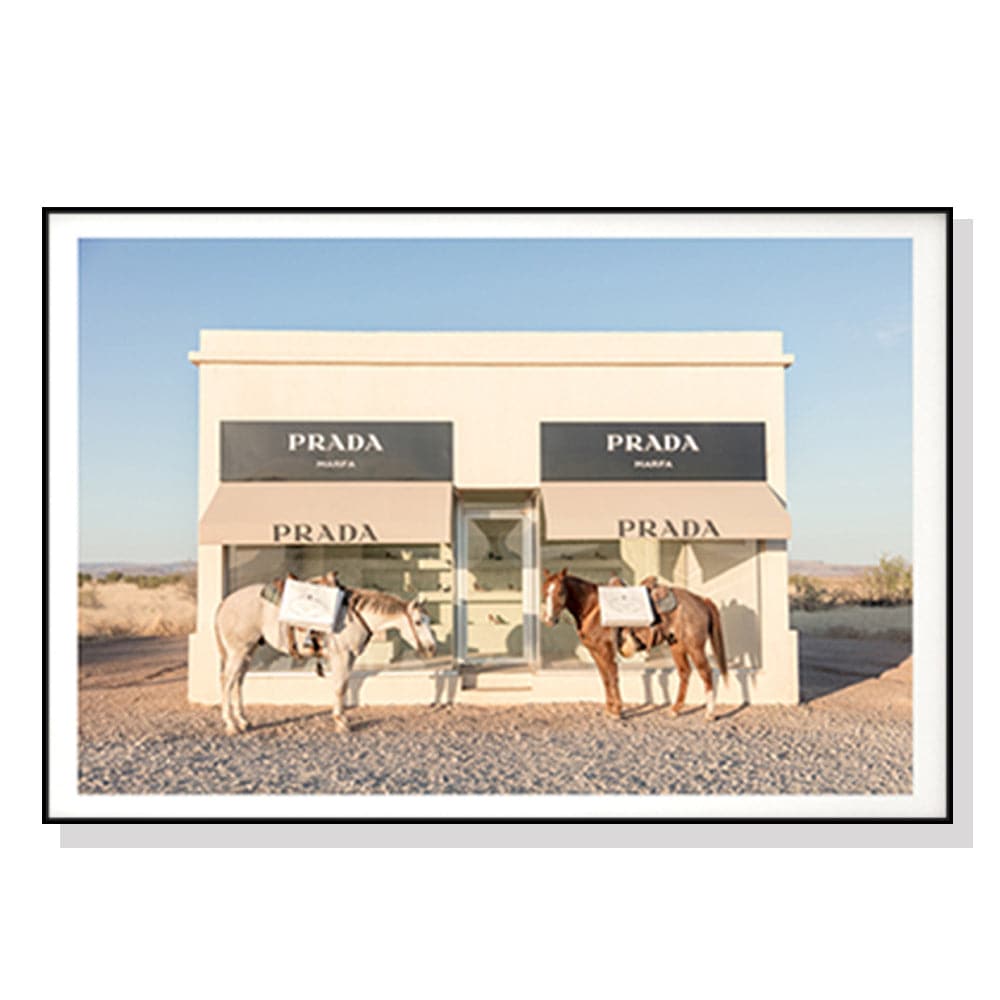 50cmx70cm Horses Prada Black Frame Canvas Wall Art-Home &amp; Garden &gt; Wall Art-PEROZ Accessories