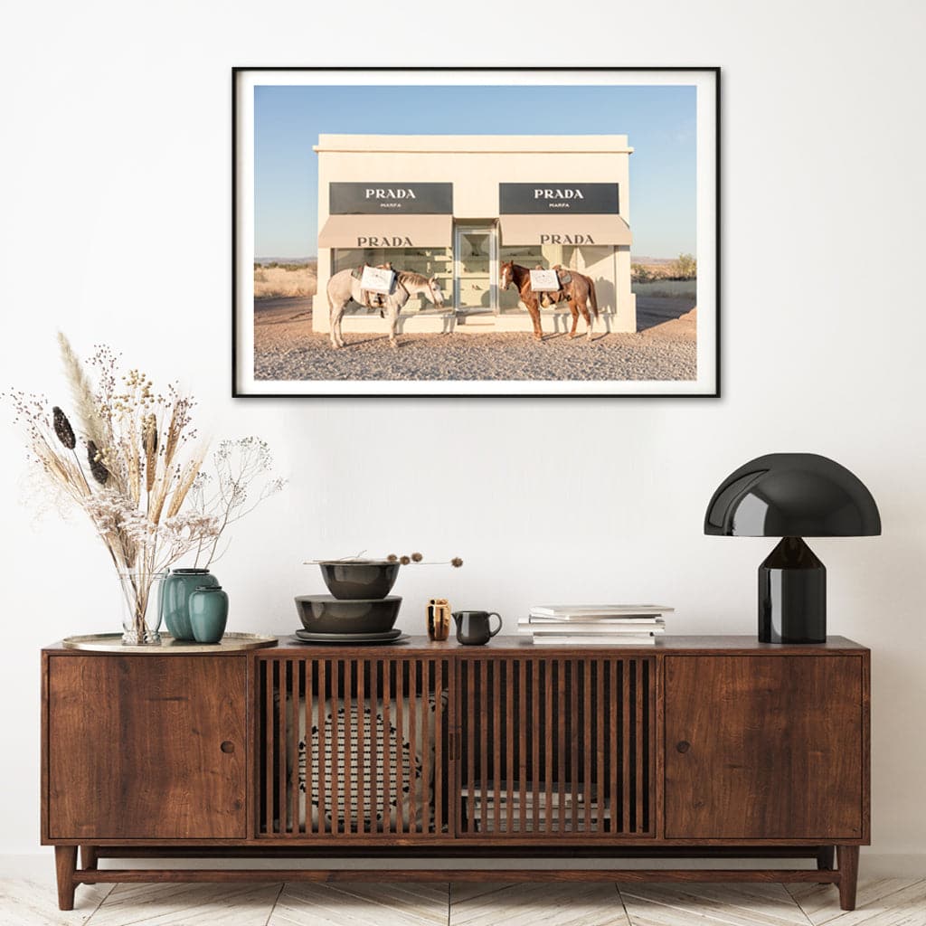60cmx90cm Horses Prada Black Frame Canvas Wall Art-Home &amp; Garden &gt; Wall Art-PEROZ Accessories