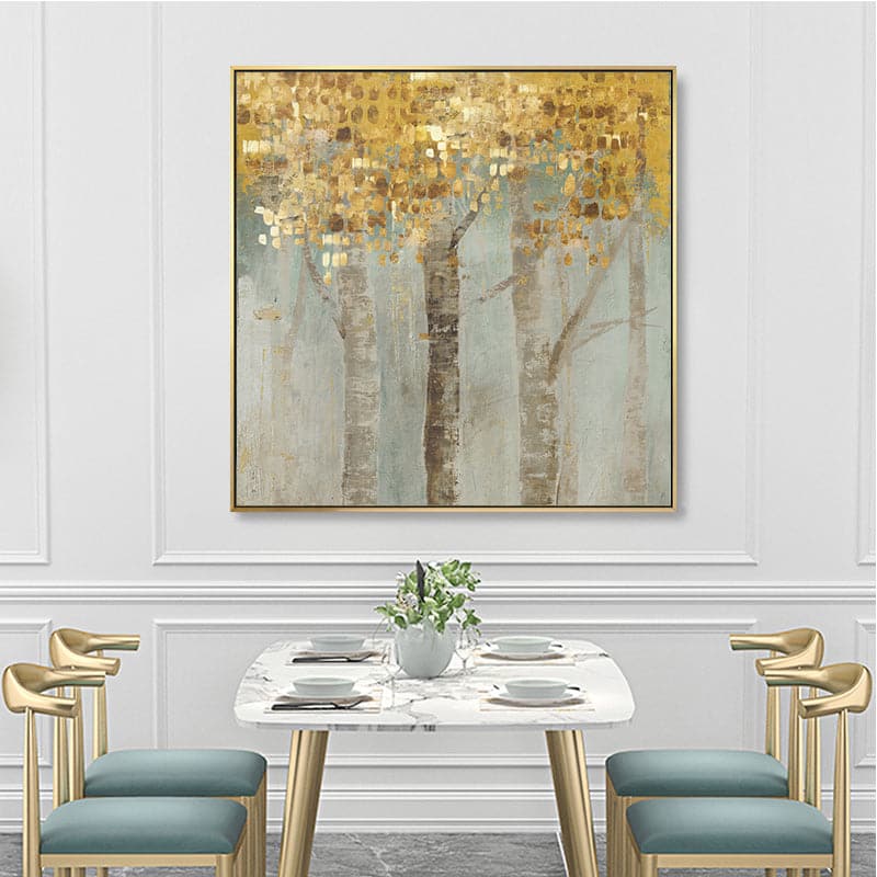 70cmx70cm Golden Leaves 2 Sets Gold Frame Canvas Wall Art-Home &amp; Garden &gt; Wall Art-PEROZ Accessories