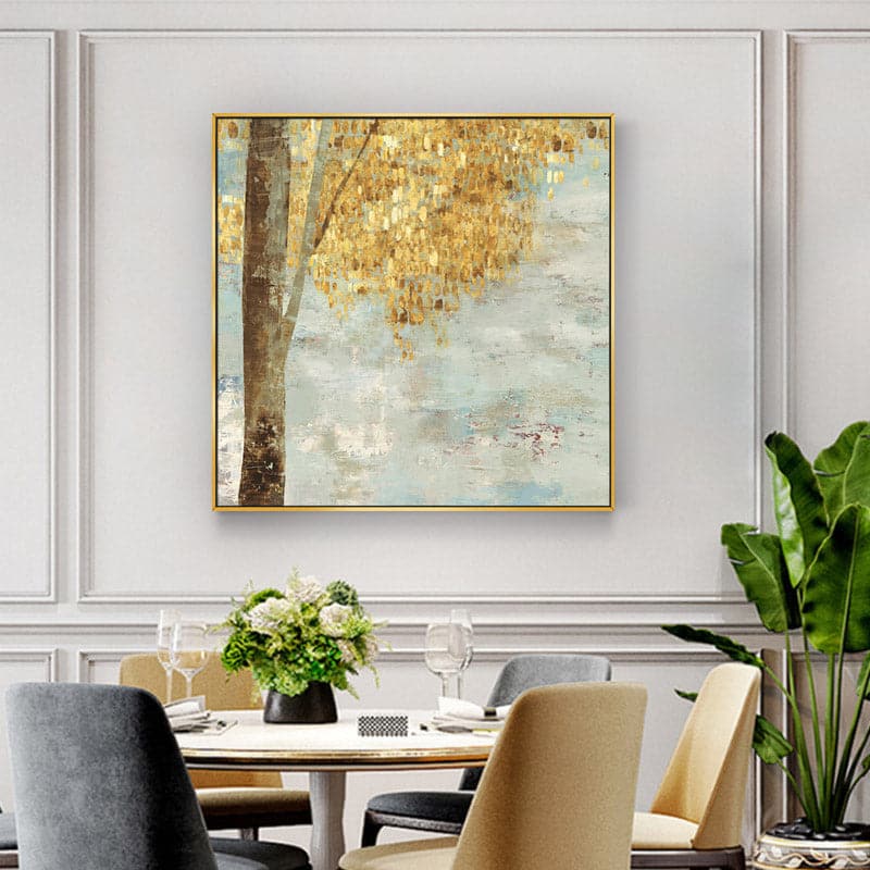 70cmx70cm Golden Leaves 2 Sets Gold Frame Canvas Wall Art-Home &amp; Garden &gt; Wall Art-PEROZ Accessories