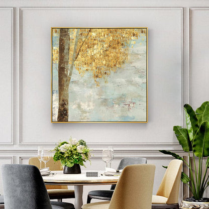 70cmx70cm Golden Leaves 2 Sets Gold Frame Canvas Wall Art-Home &amp; Garden &gt; Wall Art-PEROZ Accessories