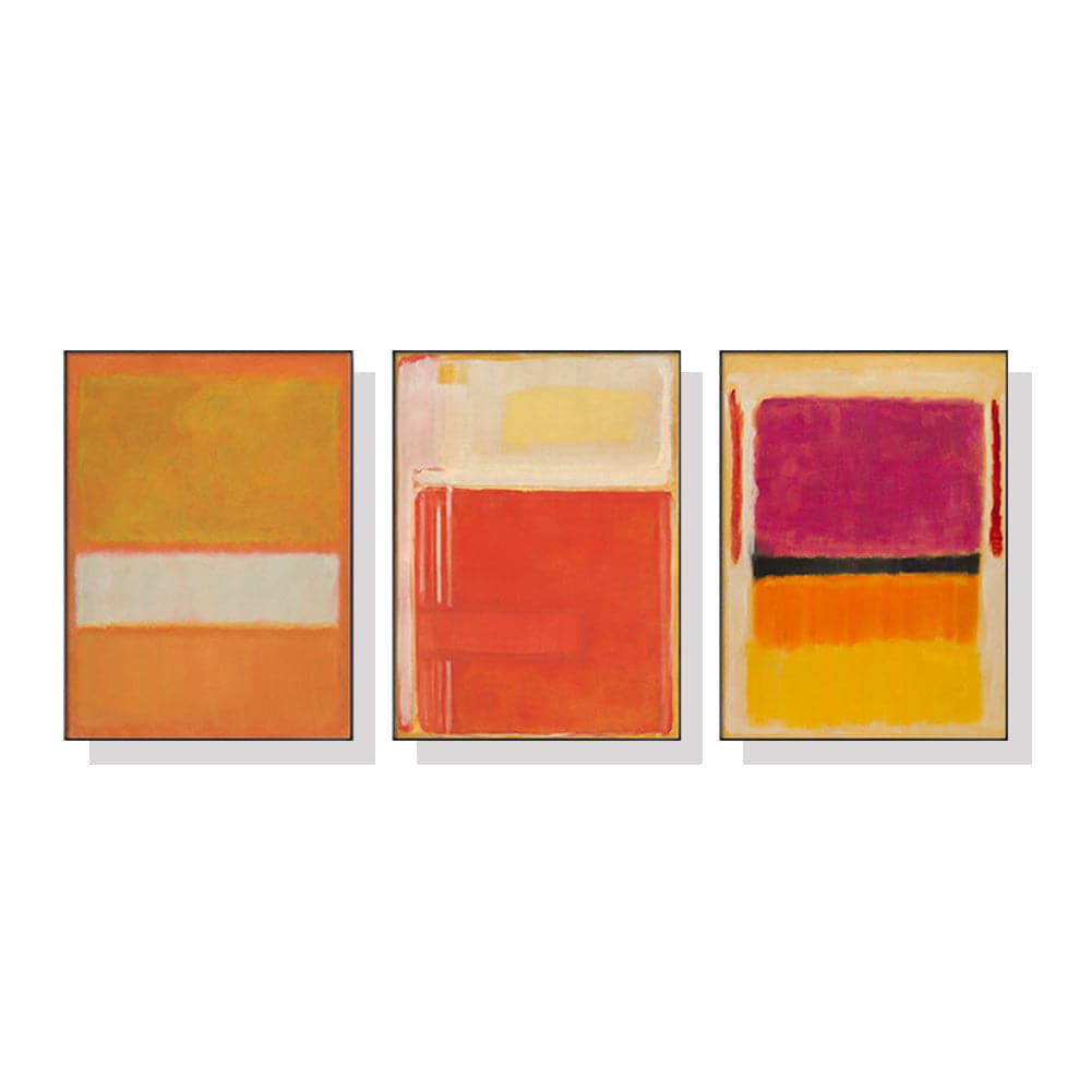 40cmx60cm Colourful 3 Sets By Mark Rothko Black Frame Canvas Wall Art-Home &amp; Garden &gt; Wall Art-PEROZ Accessories