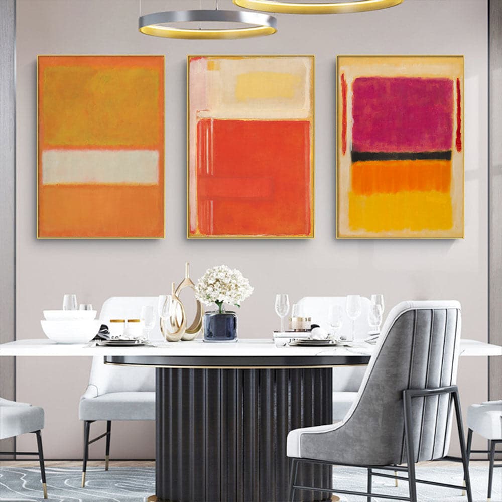 60cmx90cm Colourful 3 Sets By Mark Rothko Black Frame Canvas Wall Art-Home &amp; Garden &gt; Wall Art-PEROZ Accessories