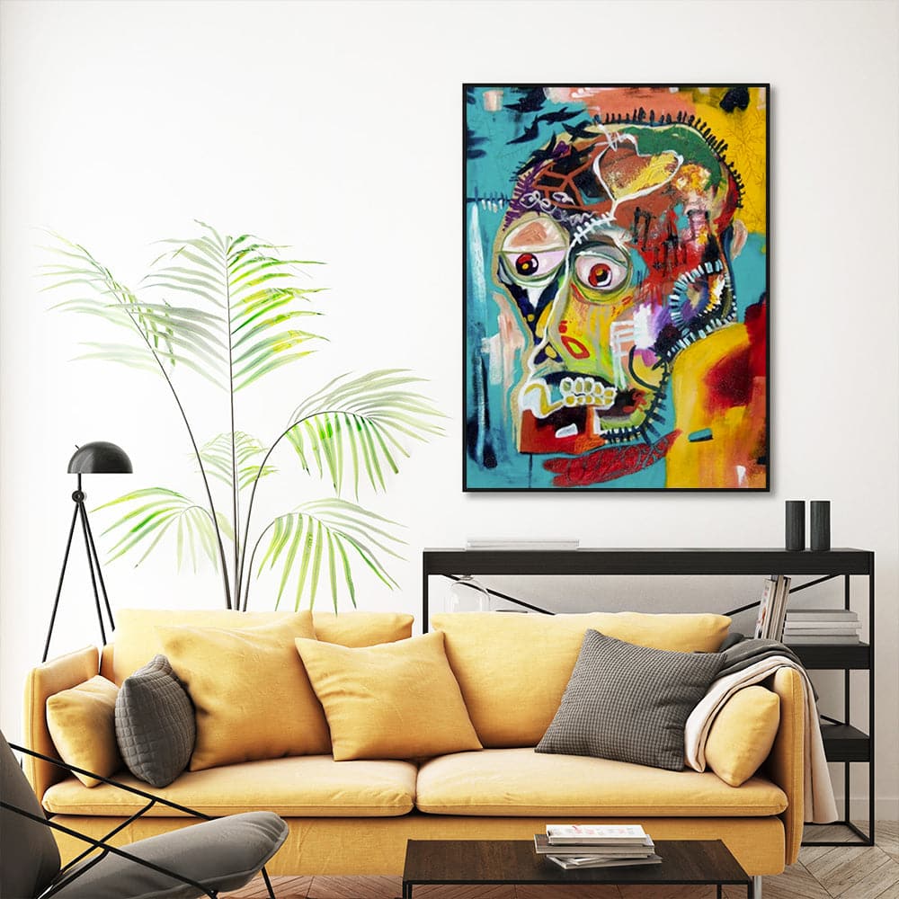 70cmx100cm Pop Art Head Black Frame Canvas Wall Art-Home &amp; Garden &gt; Wall Art-PEROZ Accessories
