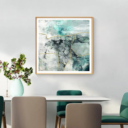 50cmx50cm Marbled Green 2 Sets Gold Frame Canvas Wall Art-Home &amp; Garden &gt; Wall Art-PEROZ Accessories