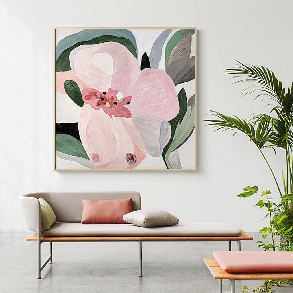 60cmx60cm Floral Hand Painting Style Wood Frame Canvas Wall Art-Home &amp; Garden &gt; Wall Art-PEROZ Accessories