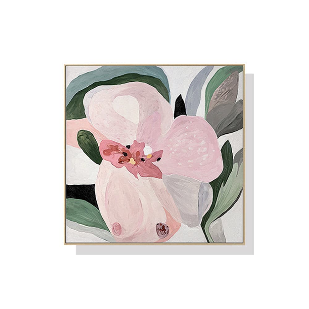 60cmx60cm Floral Hand Painting Style Wood Frame Canvas Wall Art-Home &amp; Garden &gt; Wall Art-PEROZ Accessories