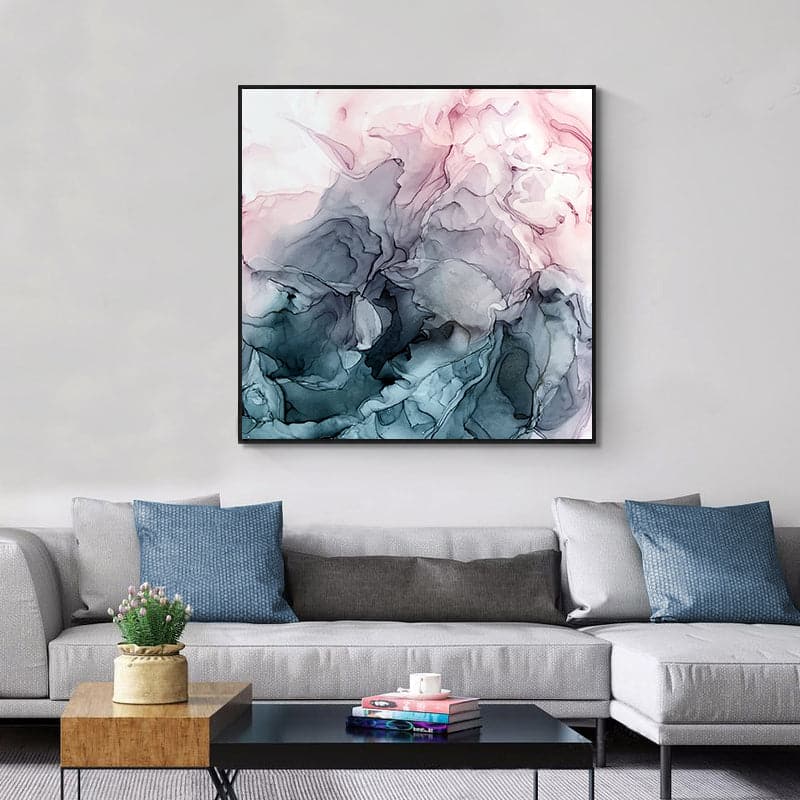 50cmx50cm Marbled Pink Grey Black Frame Canvas Wall Art-Home &amp; Garden &gt; Wall Art-PEROZ Accessories