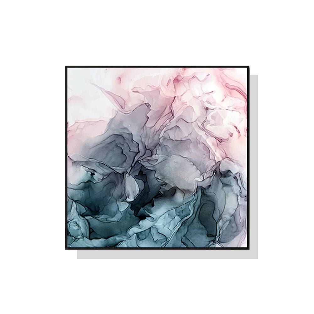 50cmx50cm Marbled Pink Grey Black Frame Canvas Wall Art-Home &amp; Garden &gt; Wall Art-PEROZ Accessories