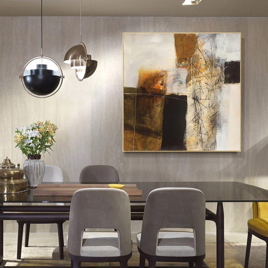 50cmx50cm Abstract gold brown painting style Gold Frame Canvas Wall Art-Home &amp; Garden &gt; Wall Art-PEROZ Accessories