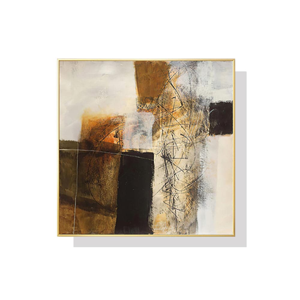 50cmx50cm Abstract gold brown painting style Gold Frame Canvas Wall Art-Home &amp; Garden &gt; Wall Art-PEROZ Accessories