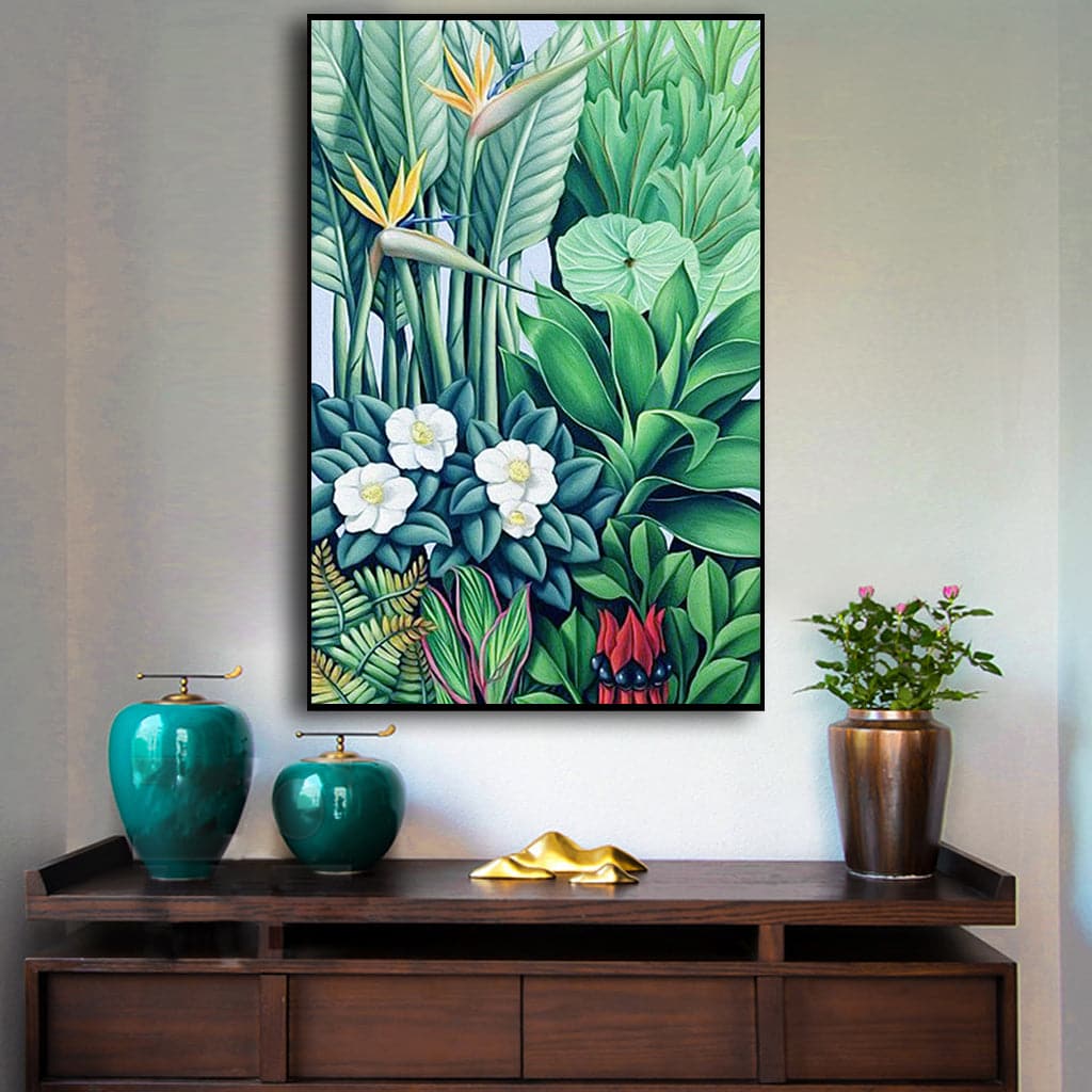50cmx70cm Tropical plants Black Frame Canvas Wall Art-Home &amp; Garden &gt; Wall Art-PEROZ Accessories
