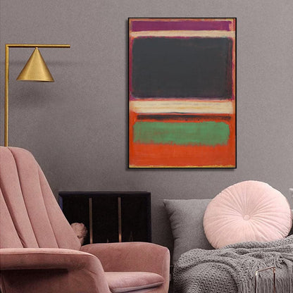 70cmx100cm Black Orange Green By Mark Rothko Black Frame Canvas Wall Art-Home &amp; Garden &gt; Wall Art-PEROZ Accessories