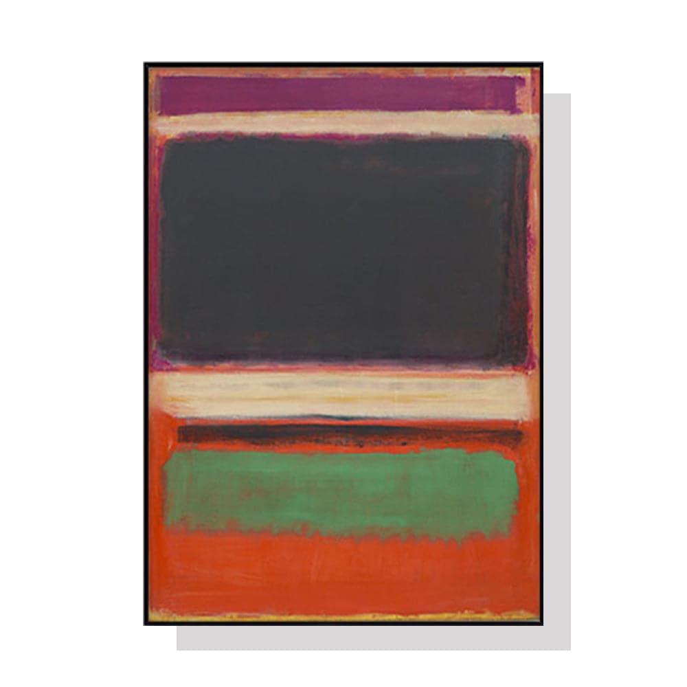 70cmx100cm Black Orange Green By Mark Rothko Black Frame Canvas Wall Art-Home &amp; Garden &gt; Wall Art-PEROZ Accessories