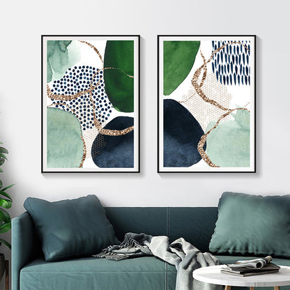 40cmx60cm Abstract Green and Navy 2 Sets Black Frame Canvas Wall Art-Home &amp; Garden &gt; Wall Art-PEROZ Accessories