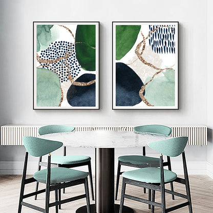 40cmx60cm Abstract Green and Navy 2 Sets Black Frame Canvas Wall Art-Home &amp; Garden &gt; Wall Art-PEROZ Accessories