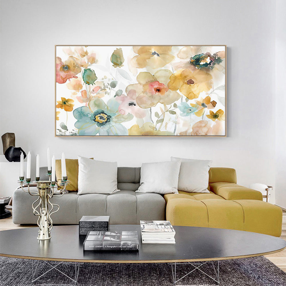 40cmx80cm Floral Watercolor Style Wood Frame Canvas Wall Art-Home &amp; Garden &gt; Wall Art-PEROZ Accessories