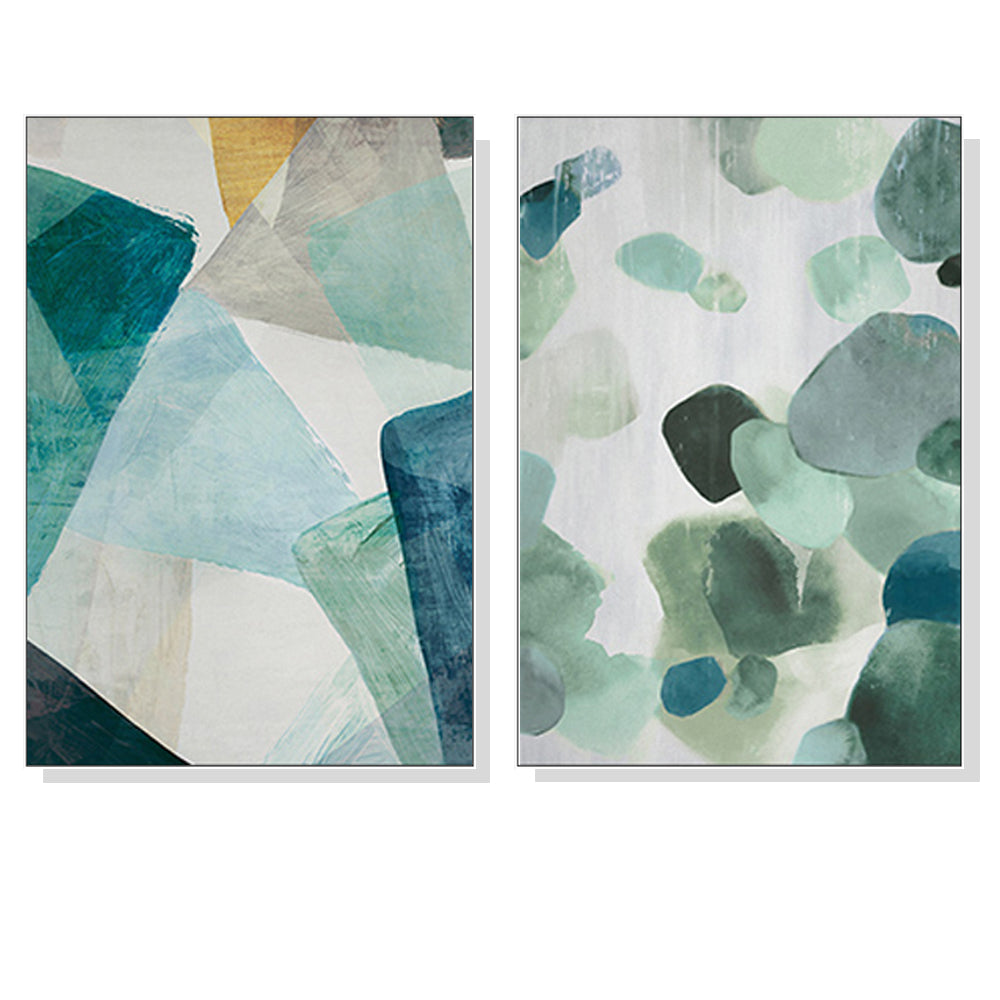 50cmx70cm Green Marble 2 Sets White Frame Canvas Wall Art-Home &amp; Garden &gt; Wall Art-PEROZ Accessories