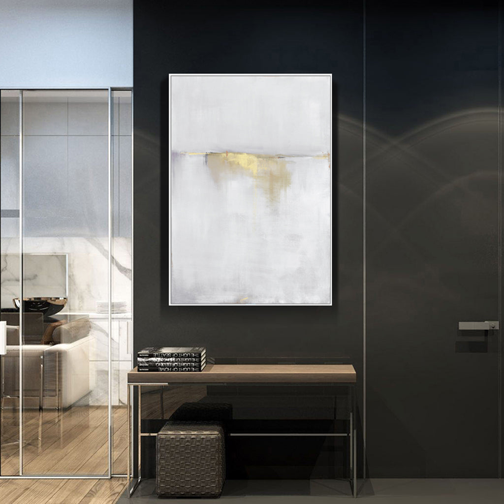 50cmx70cm Abstract gold white single II White Frame Canvas Wall Art-Home &amp; Garden &gt; Wall Art-PEROZ Accessories