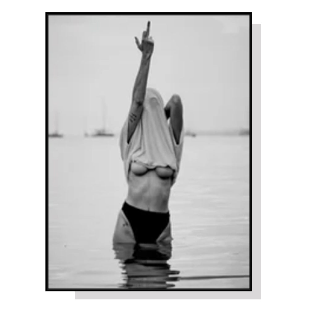 50cmx70cm Feminist Print Black Frame Canvas Wall Art-Home &amp; Garden &gt; Wall Art-PEROZ Accessories