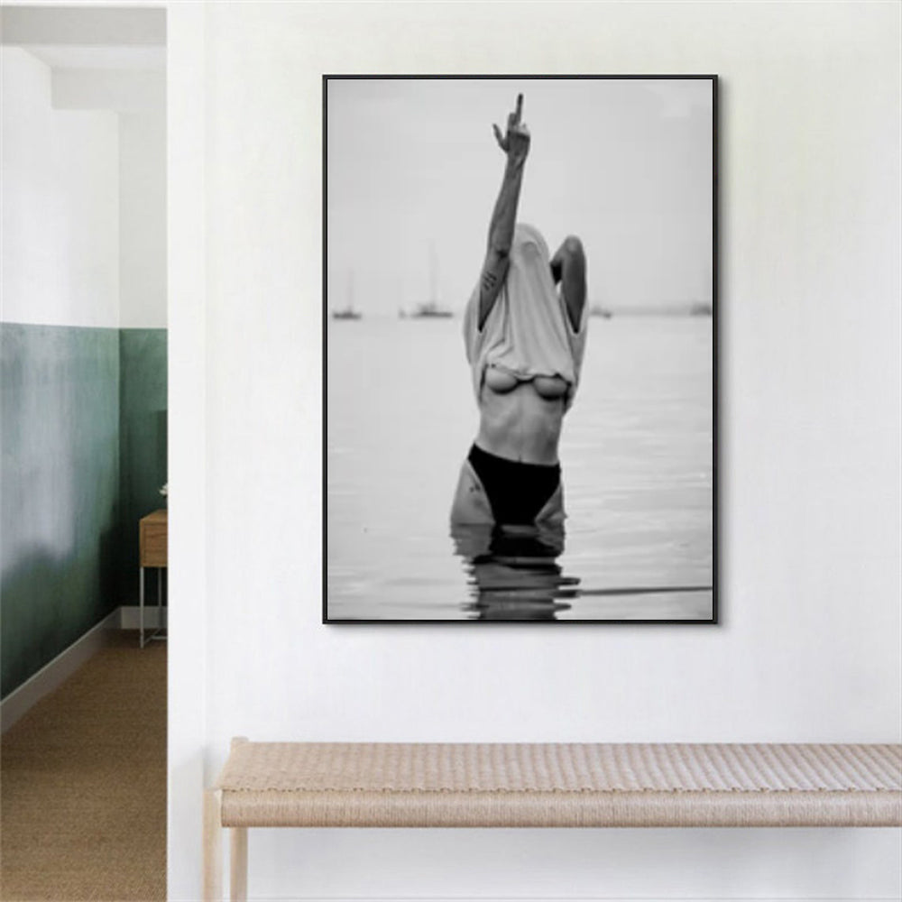 50cmx70cm Feminist Print Black Frame Canvas Wall Art-Home &amp; Garden &gt; Wall Art-PEROZ Accessories