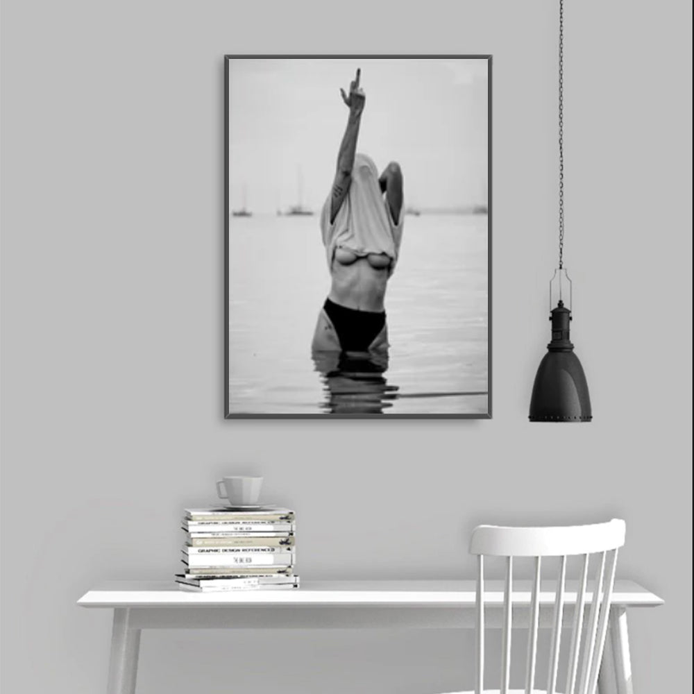 50cmx70cm Feminist Print Black Frame Canvas Wall Art-Home &amp; Garden &gt; Wall Art-PEROZ Accessories