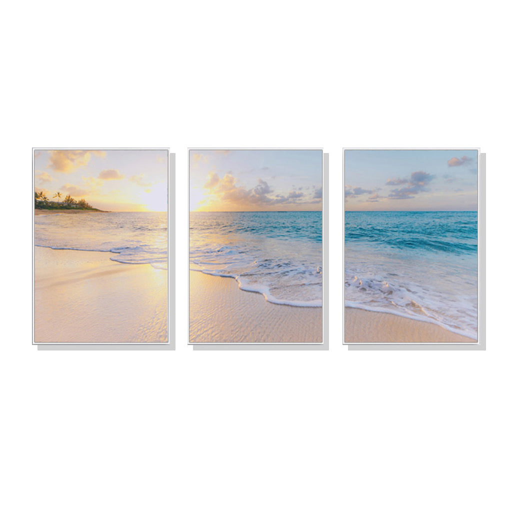 50cmx70cm Ocean and beach 3 Sets White Frame Canvas Wall Art-Home &amp; Garden &gt; Wall Art-PEROZ Accessories