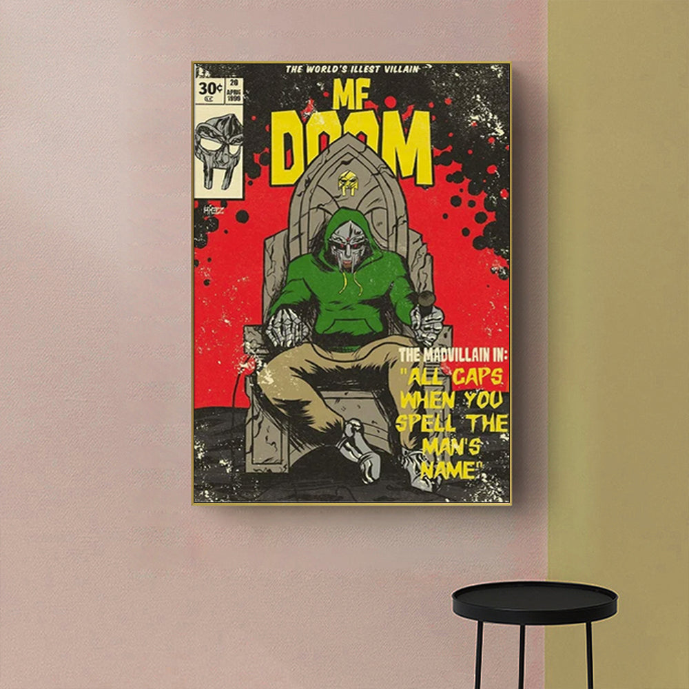 60cmx90cm MF DOOM Music Gold Frame Canvas Wall Art-Home &amp; Garden &gt; Wall Art-PEROZ Accessories