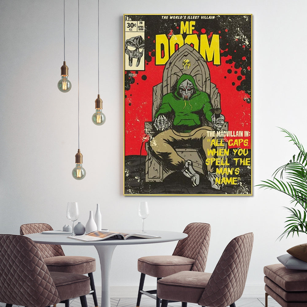 60cmx90cm MF DOOM Music Gold Frame Canvas Wall Art-Home &amp; Garden &gt; Wall Art-PEROZ Accessories