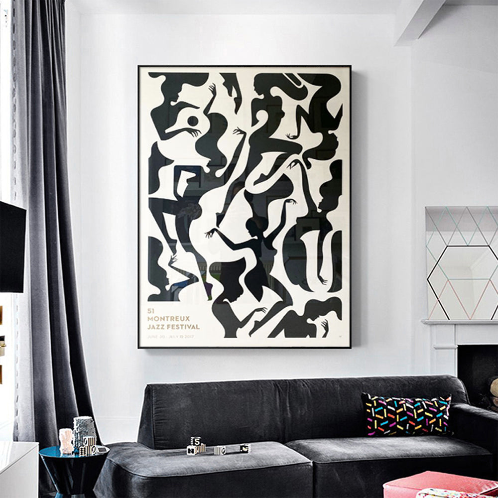 70cmx100cm Jazz Festival Black Frame Canvas Wall Art-Home &amp; Garden &gt; Wall Art-PEROZ Accessories