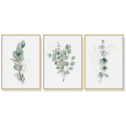 50cmx70cm Eucalyptus Plant 3 Sets Gold Frame Canvas Wall Art-Home &amp; Garden &gt; Wall Art-PEROZ Accessories