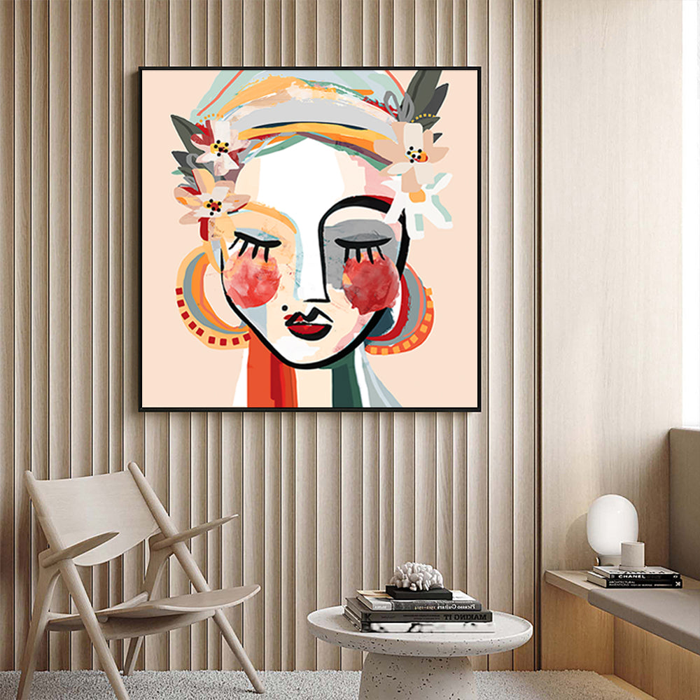70cmx70cm Sophie Black Frame Canvas Wall Art-Home &amp; Garden &gt; Wall Art-PEROZ Accessories